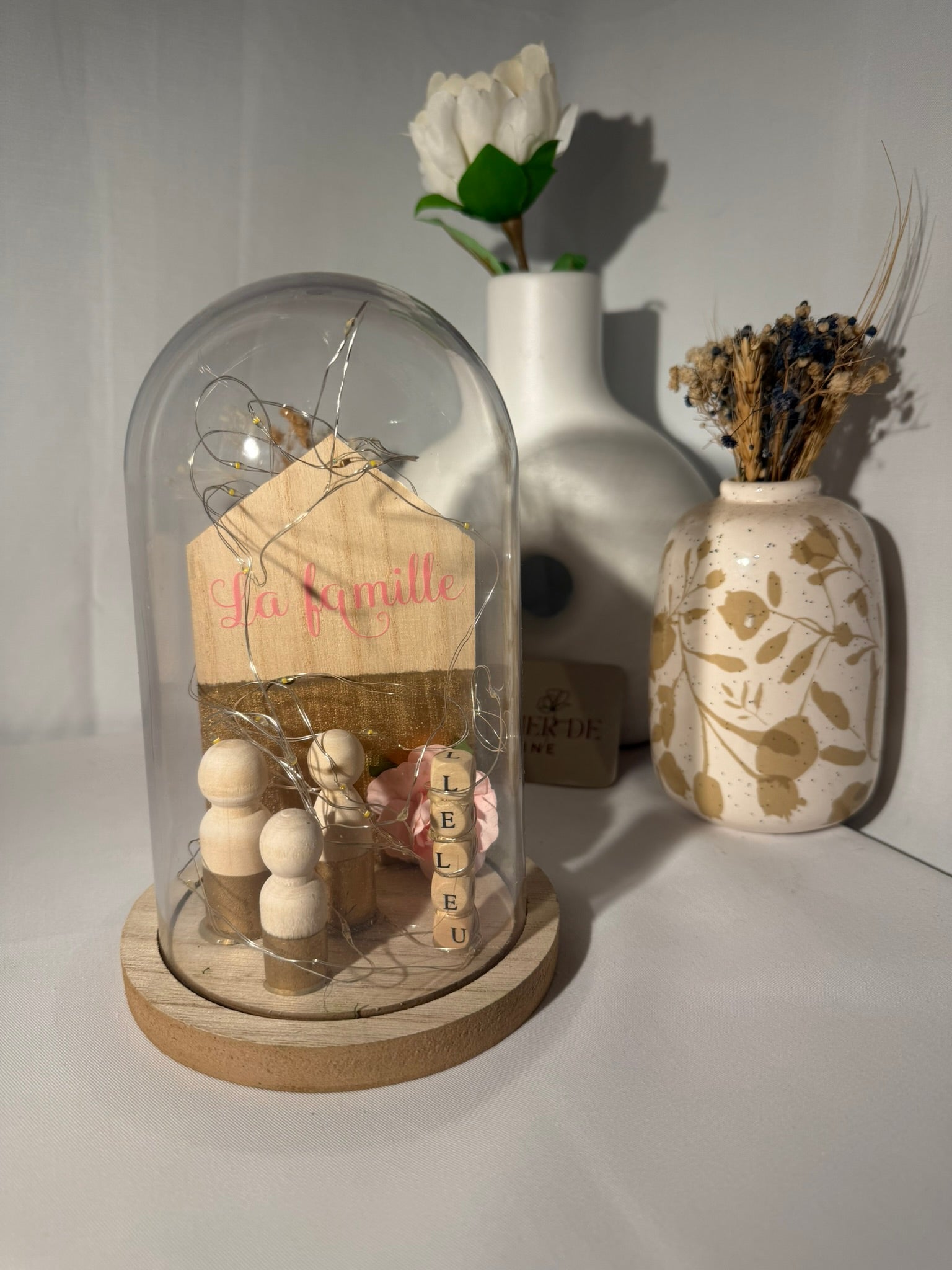 Cloche avec socle en bois personnalisable - Qualité Artisanale