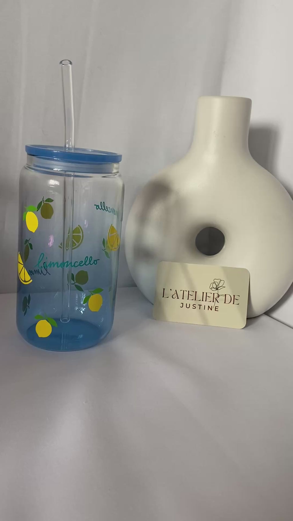 Verre personnalisé avec couvercle et paille : Limoncello