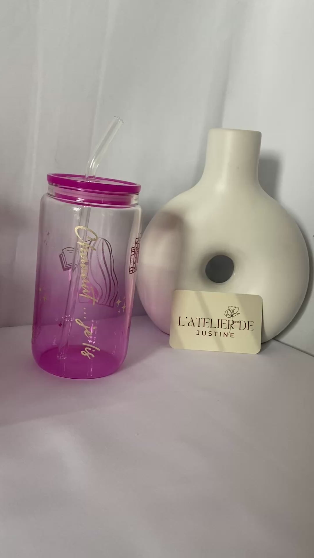 Verre personnalisé avec couvercle et paille : Lecture